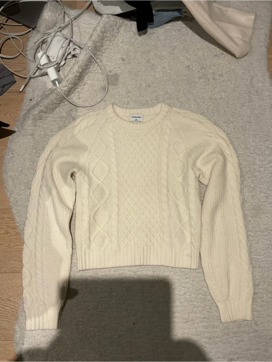 Sunday Best Sweaters - Sunday Best Cream Cable Knit Crewneck Sweater